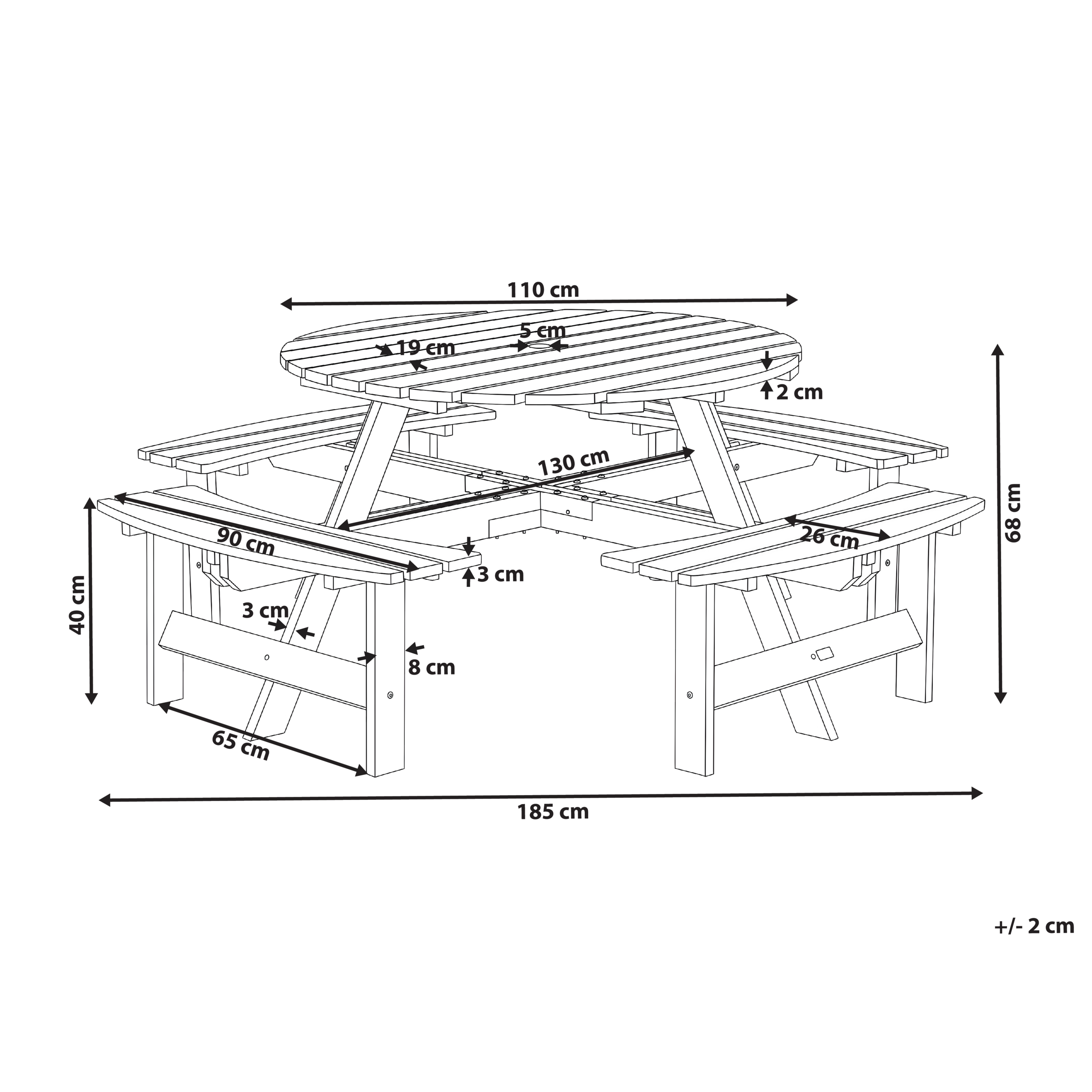 Beliani - Table de repas, 4 Personnes Bois de sapin Marron clair CAPARCOTTA - 185x185x68- Beliani - Image 2