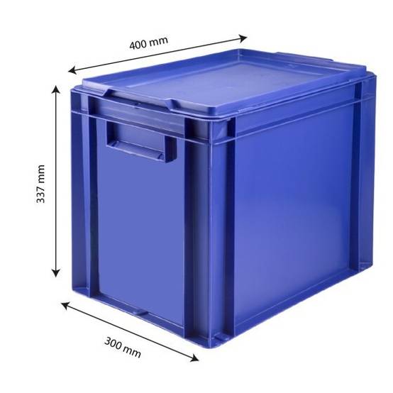 Bac plein 400 x 300 x 337 mm 27 L + couvercle - bleu - Gilac - Image 2