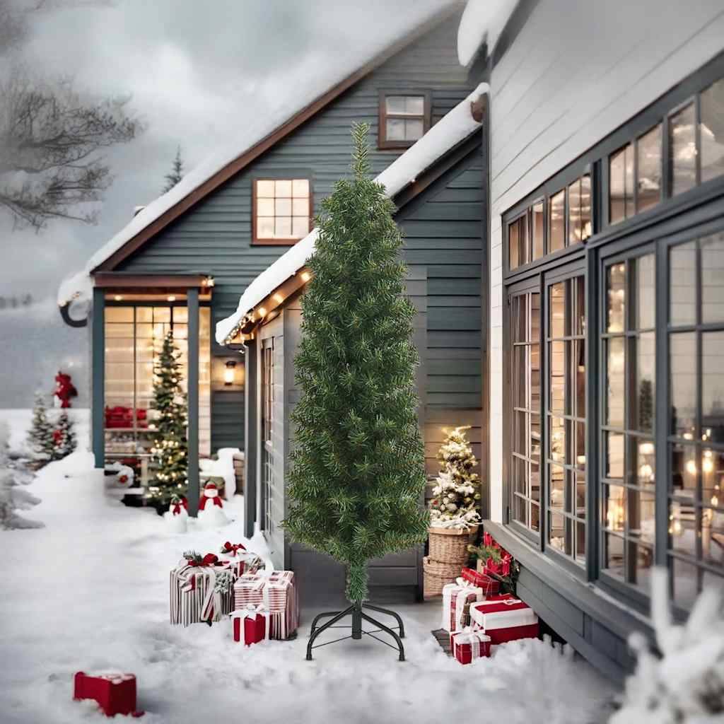 ComfortXL - Sapin de Noël artificiel mince en PVC pour petits espaces 240 cm vert – ComfortXL Outdoor Living - Image 2