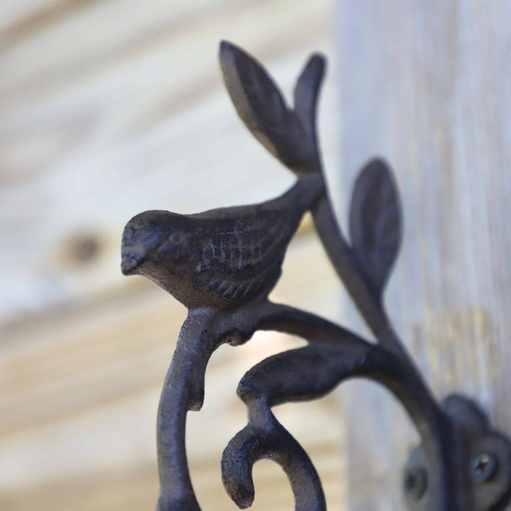 Chemin De Campagne - Cloche murale surmontée d'un oiseau en fonte marron 13 x Ht.22 cm Chemin de campagne - Imagen 4