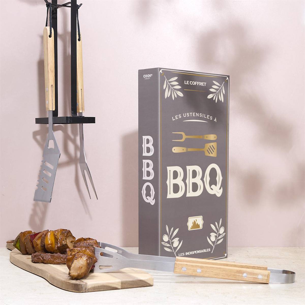 Cook Concept - Coffret Ustensiles Barbecue "Livre" 35cm Gris - Image 3