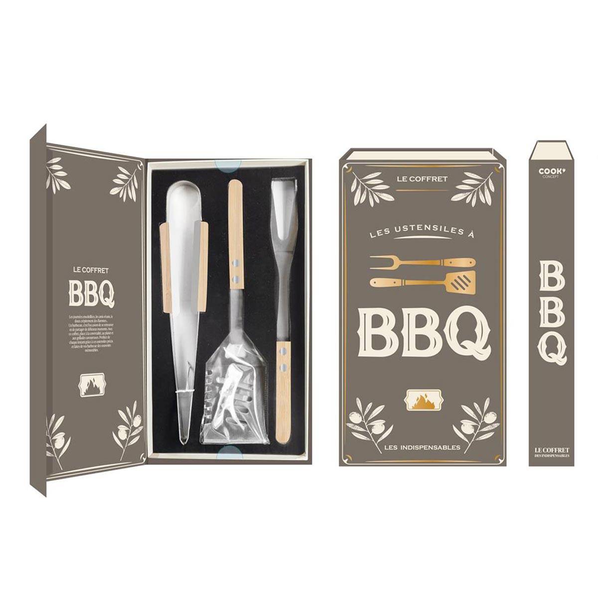 Cook Concept - Coffret Ustensiles Barbecue "Livre" 35cm Gris - Image 2