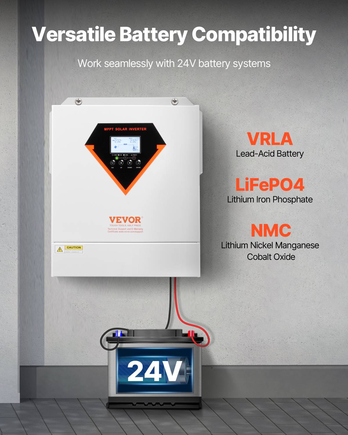 Vevor - VEVOR Onduleur solaire hybride 3500W, 24V->220/230V, contrôleur MPPT 100A intégré, hors réseau. - Image 5