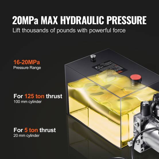 VEVOR Pompe hydraulique DC 12V 11L, simple effet, débit 3.44 L/min, pression 22 MPa, pour camion benne nacelle. - Image 3