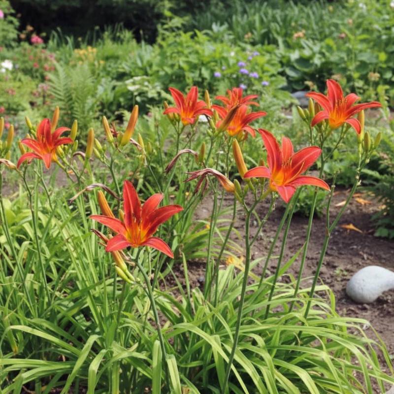 Hémérocalle Flambeau à fleurs Rouge/ - feuillage Caduc - Godet - 5/20 cm - Imagen 1