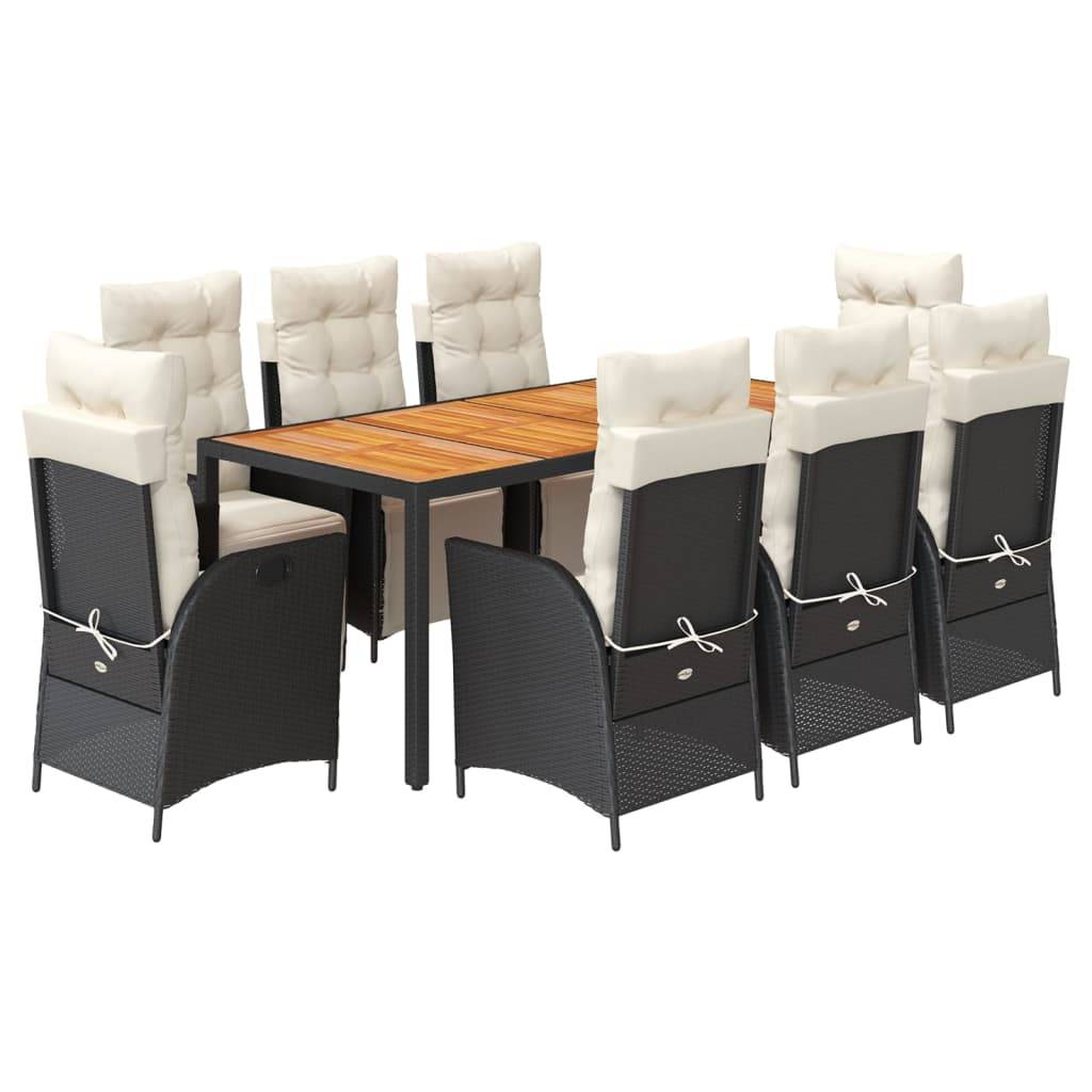 ComfortXL - Salon de Jardin 8 Fauteuils Relax en Résine Tressée Noire, Table Rectangulaire Acacia, Coussins Crème Déhoussables – ComfortXL Outdoor Living - Image 2