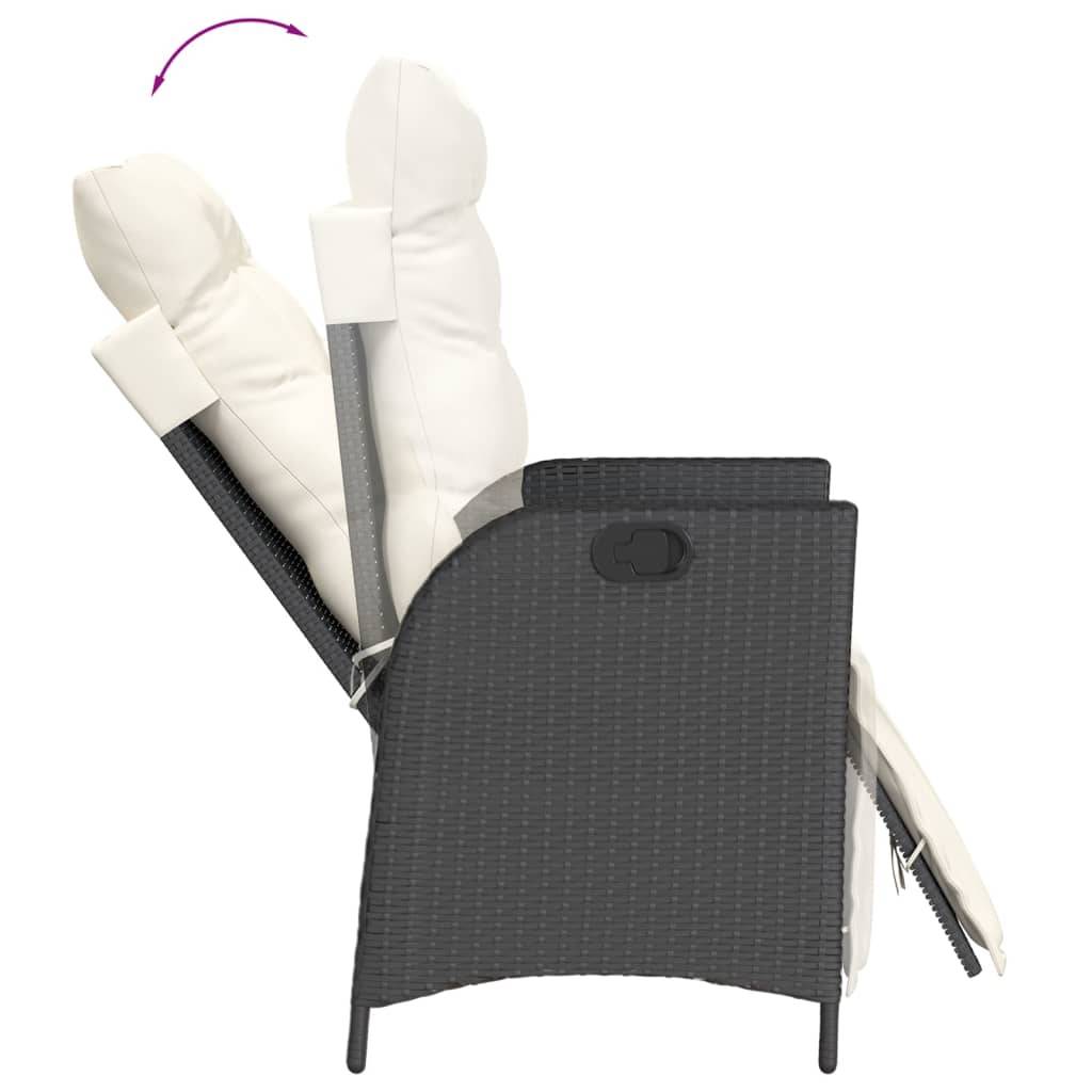 ComfortXL - Salon de Jardin 8 Fauteuils Relax en Résine Tressée Noire, Table Rectangulaire Acacia, Coussins Crème Déhoussables – ComfortXL Outdoor Living - Image 5