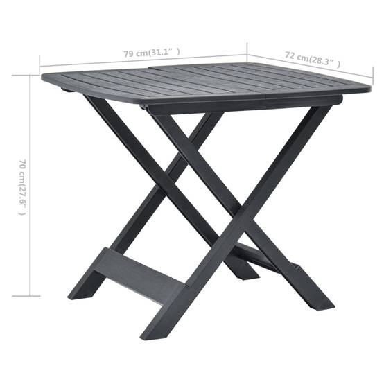 Table pliable de jardin plastique anthracite 79 x 72 x 70 cm - PANGIVO - Image 6