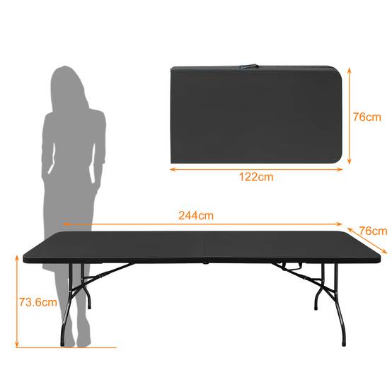 Table pliante en fer et plastique noir 243.9 x 73.6 x 73.6 cm - PANGIVO - Image 6
