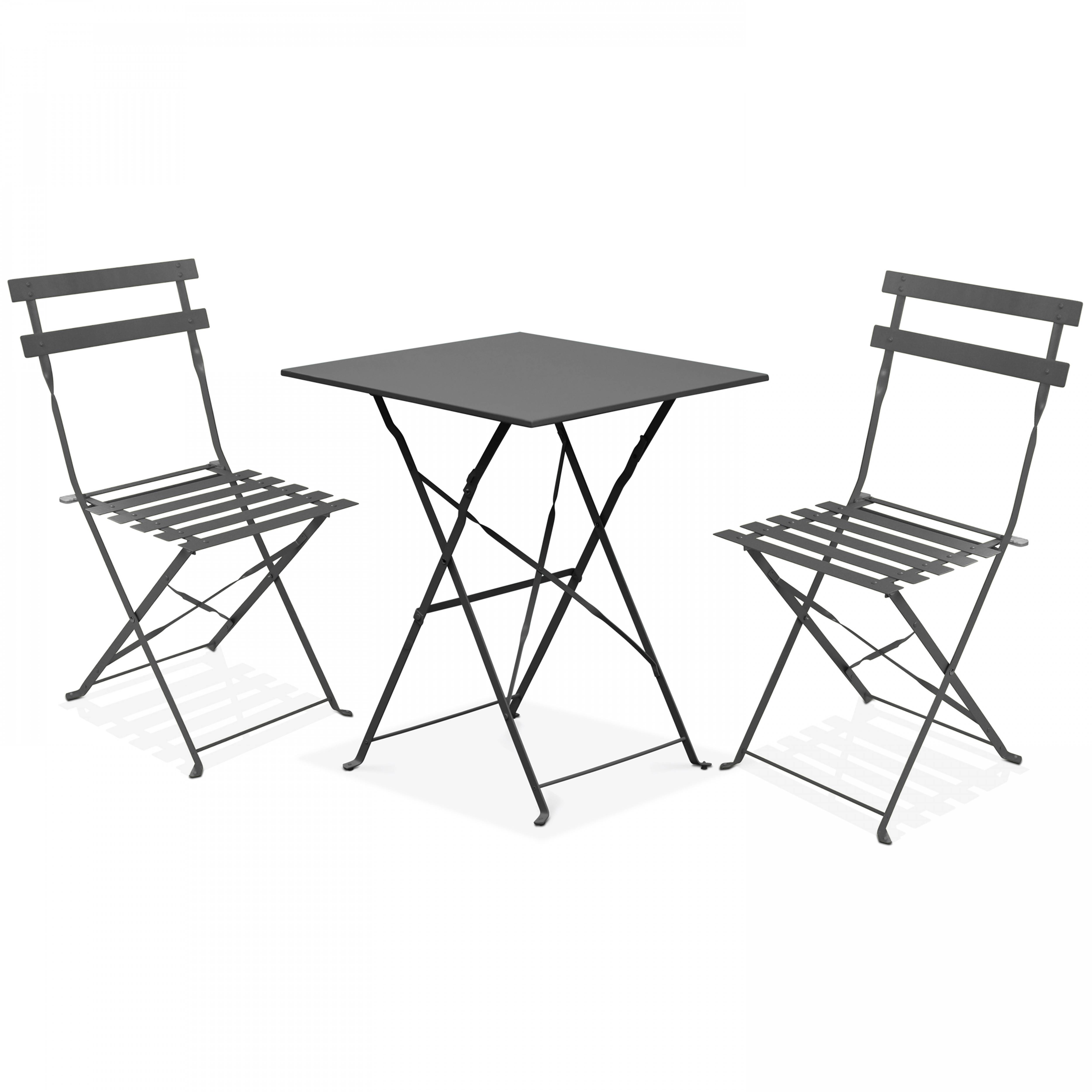 Oviala - Table de jardin et 2 chaises acier gris Rome - Oviala - Imagen 1