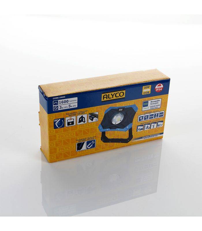 ALYCO - Projecteur avec batterie rechargeable et poignée magnétique 20w cob ip54 alyco ALYCO 199222 - Image 2