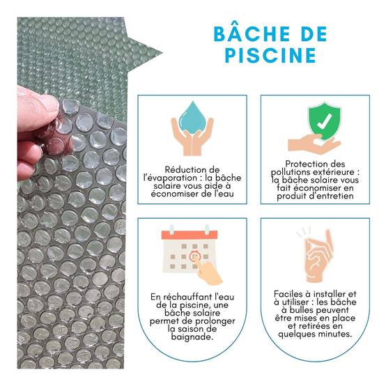 Bâche Solaire Piscine Grise Ovale 3.04x5.49m Epaisseur 215 Microns Edenea - Image 5