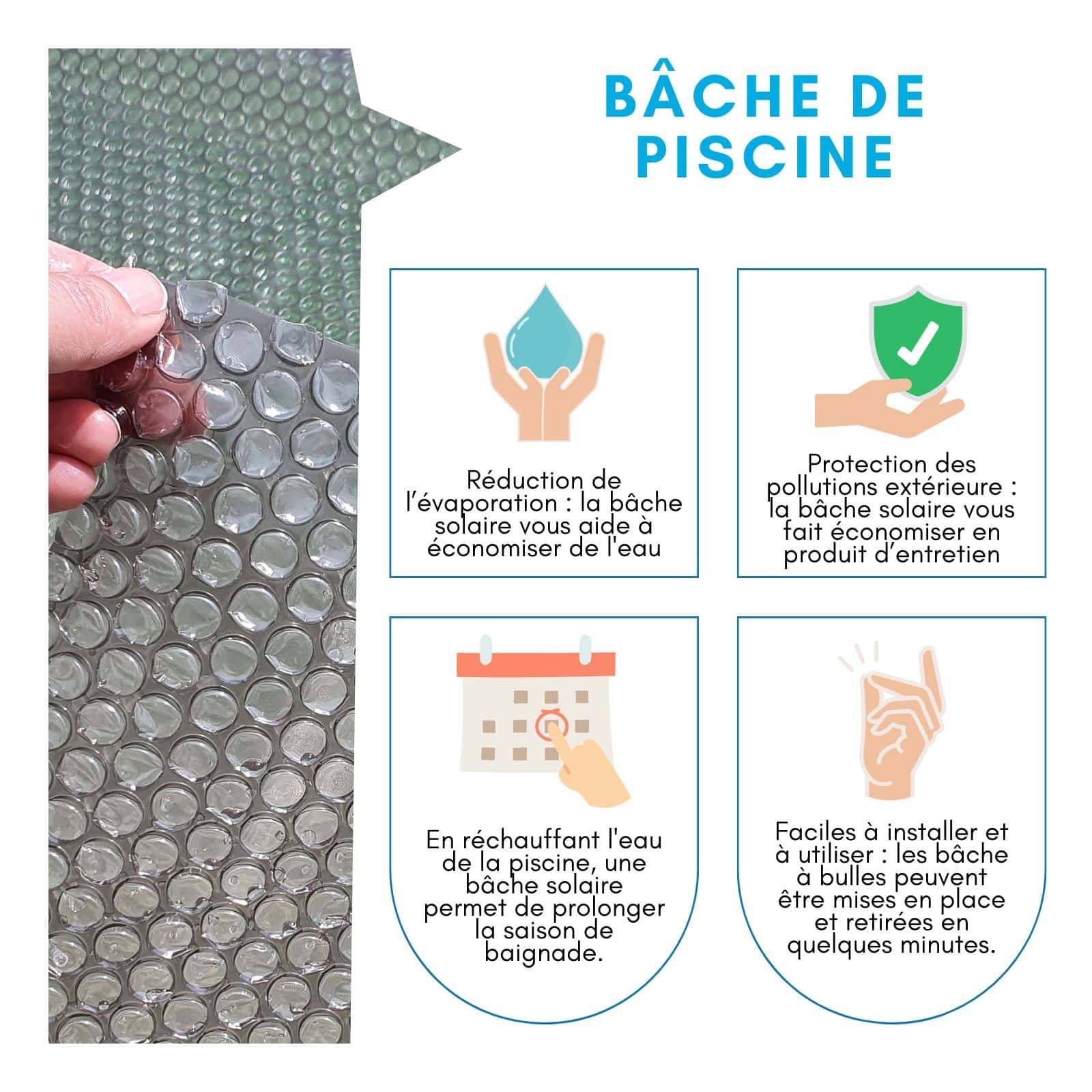Bâche  Solaire Piscine Grise Ovale 3.04x5.49m Epaisseur 215 Microns Edenea - Image 5