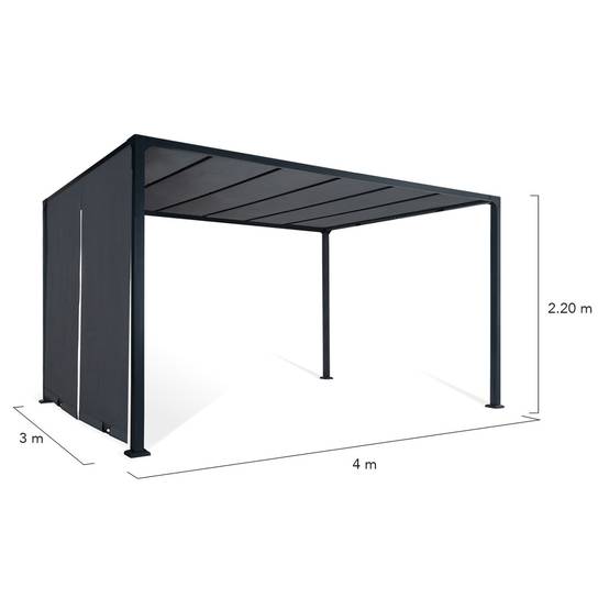 Pergola coulissante 2 pans 3x4 M belvédère de jardin toile gris anthracite - Image 6