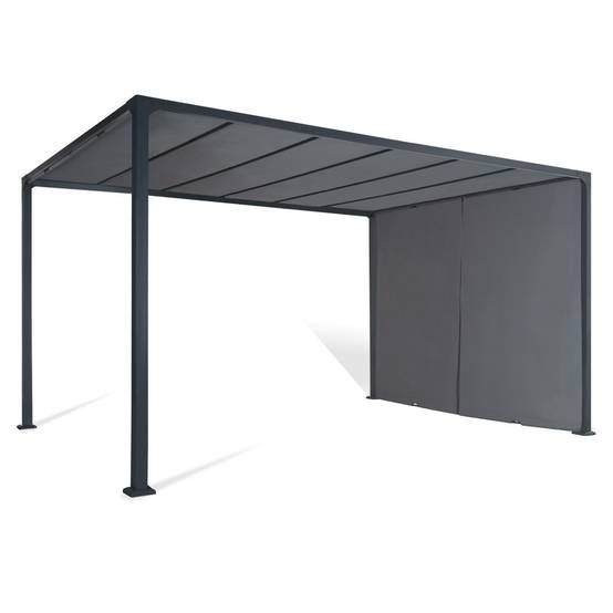 Pergola coulissante 2 pans 3x4 M belvédère de jardin toile gris anthracite - Image 4