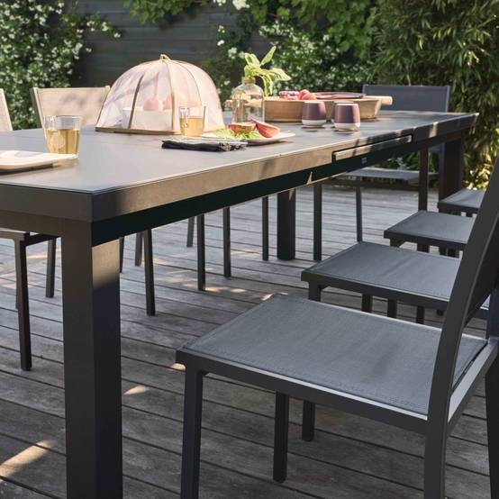 Oviala - Table de jardin extensible en aluminium gris 10 places Albi - Oviala - Image 6