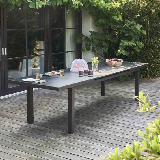 Oviala - Table de jardin extensible en aluminium gris 10 places Albi - Oviala - Image 2