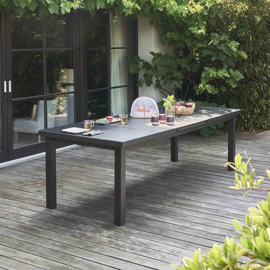 Oviala - Table de jardin extensible en aluminium gris 10 places Albi - Oviala - Image 3