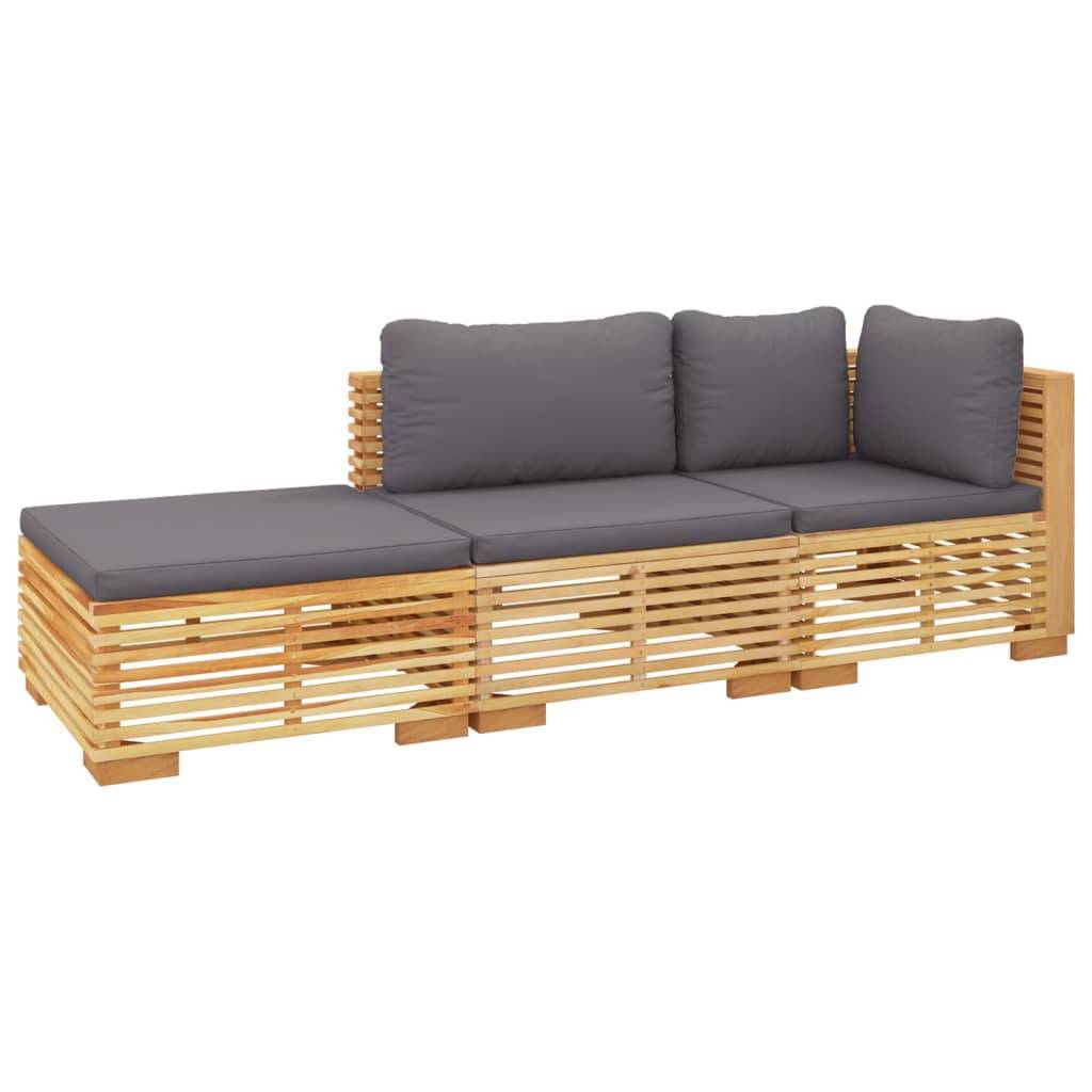 Helloshop26 - Salon de jardin meuble d'extérieur ensemble de mobilier 3 pièces avec coussins bois de teck solide - Imagen 1