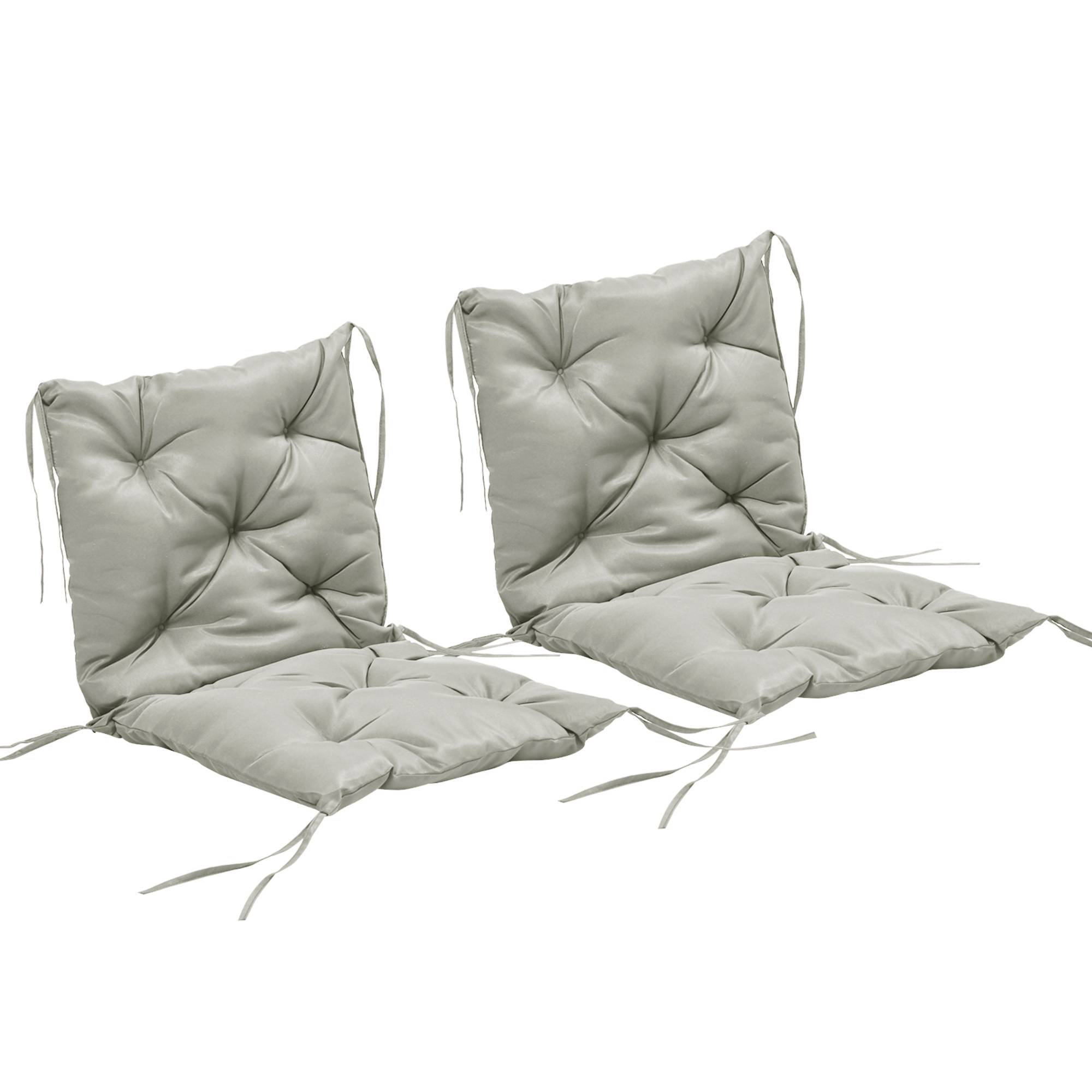 ComfortXL - Lot de 2 coussins de chaise polyester 98 x 50 x 8 cm gris clair intérieur extérieur avec liens de fixation - Image 10