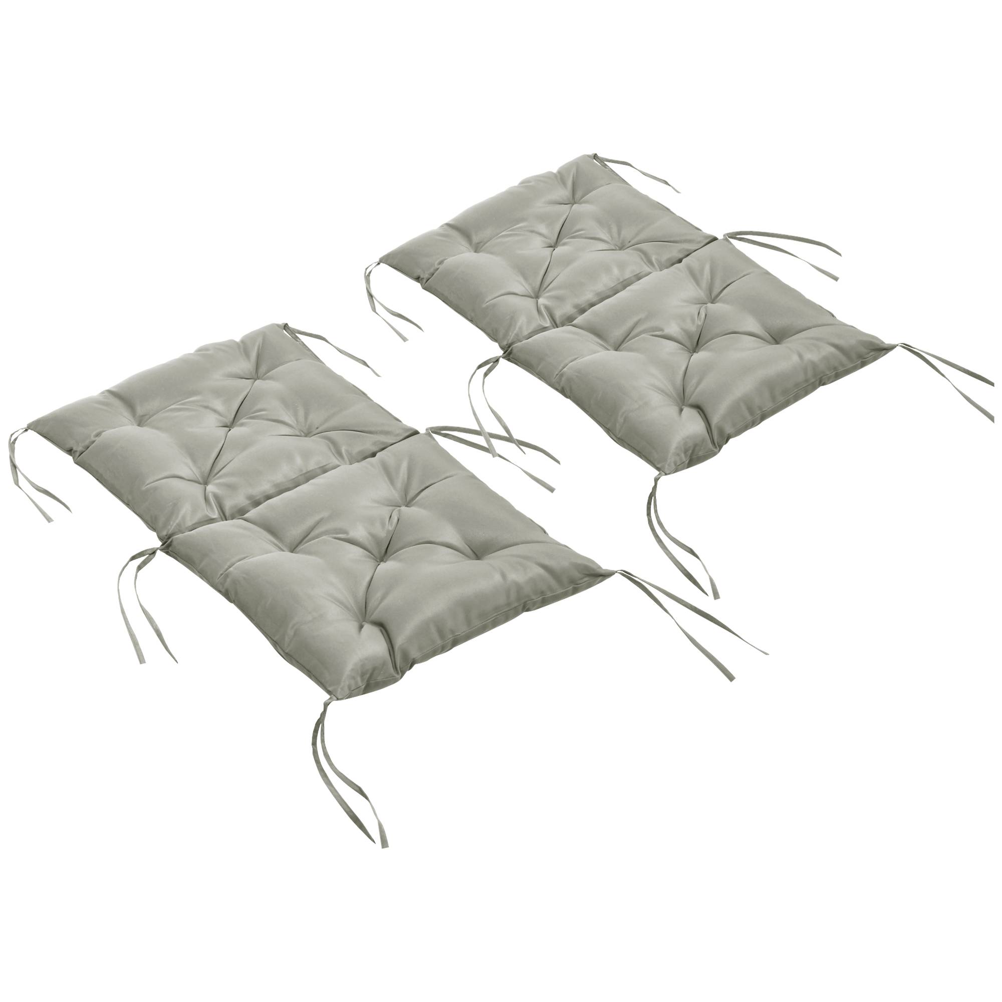 ComfortXL - Lot de 2 coussins de chaise polyester 98 x 50 x 8 cm gris clair intérieur extérieur avec liens de fixation - Image 2
