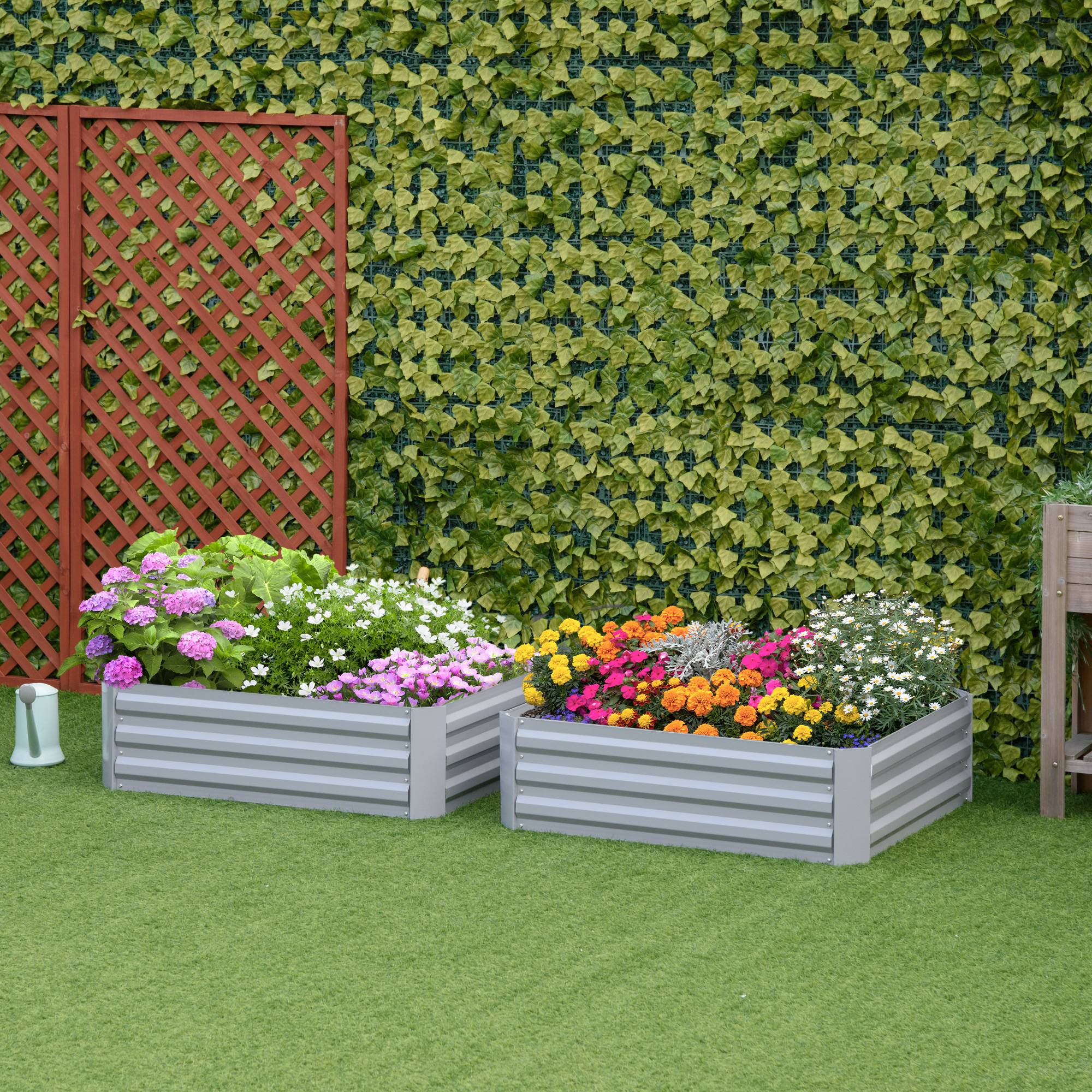 lot 2 bacs jardin surélevés acier fond ouvert 100x100x30 potager légumes extérieur gris - Image 4