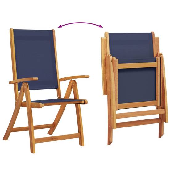 Table et Chaises de Jardin 5 Pièces Bois d'Acacia Table Extensible 120-170cm Assises Bleu – ComfortXL Outdoor Living - Image 7