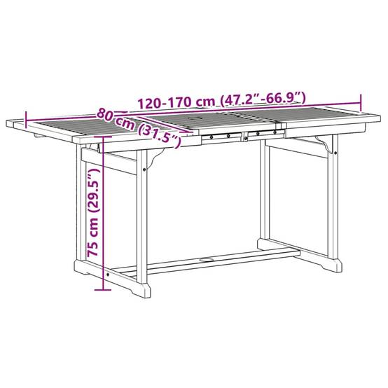 Table et Chaises de Jardin 5 Pièces Bois d'Acacia Table Extensible 120-170cm Assises Bleu – ComfortXL Outdoor Living - Image 5