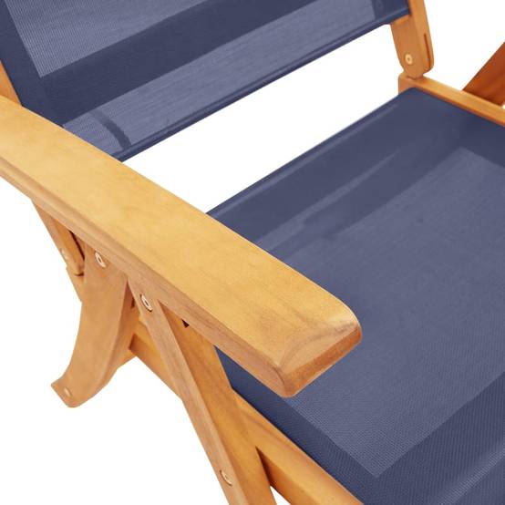 Table et Chaises de Jardin 5 Pièces Bois d'Acacia Table Extensible 120-170cm Assises Bleu – ComfortXL Outdoor Living - Image 9