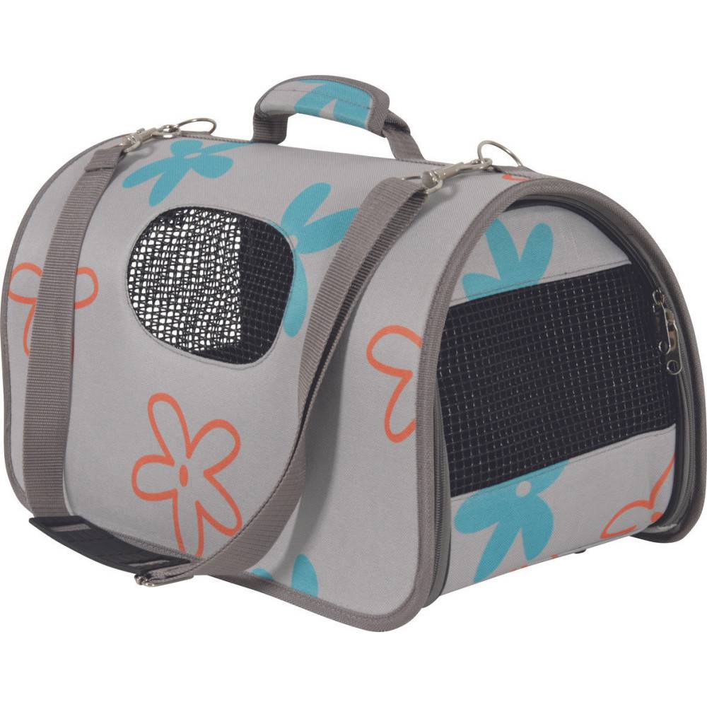 Panier de transport Flower L gris pour chat ou petit chien max 8 kg - Imagen 1