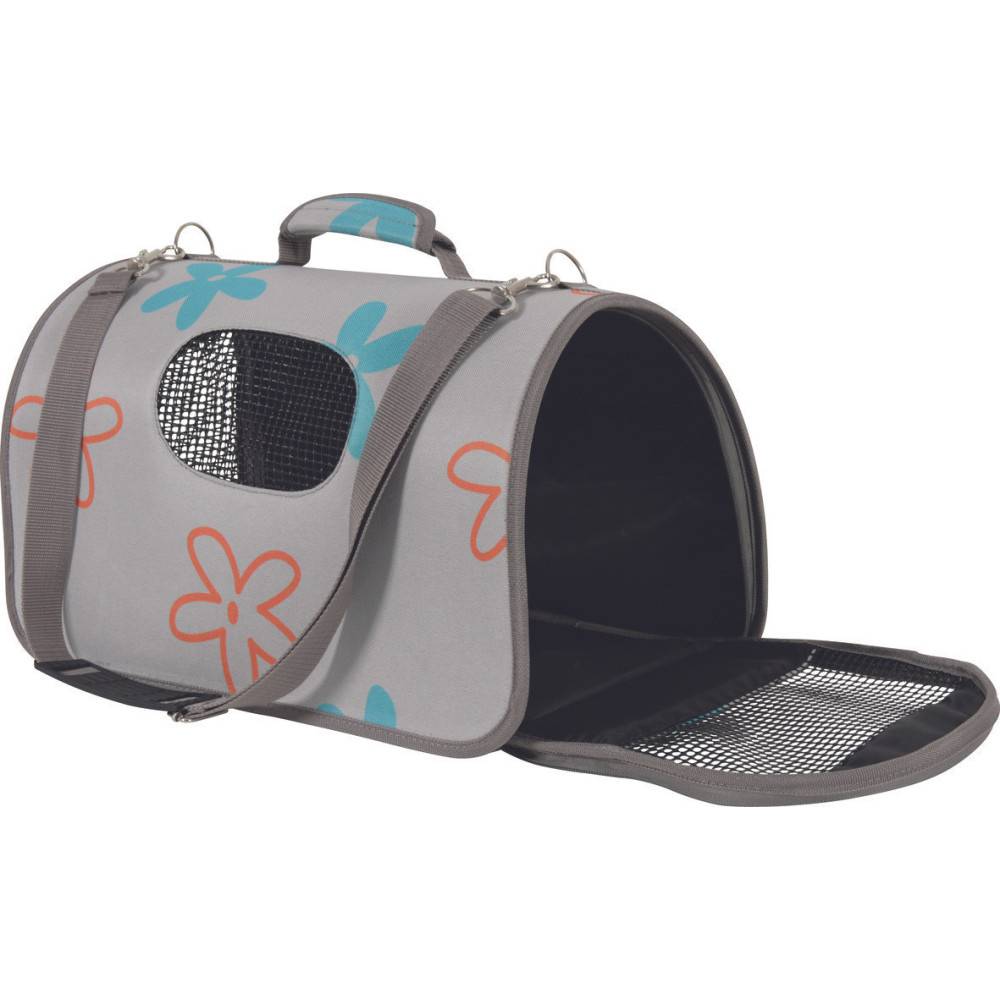 Panier de transport Flower L gris pour chat ou petit chien max 8 kg - Imagen 2