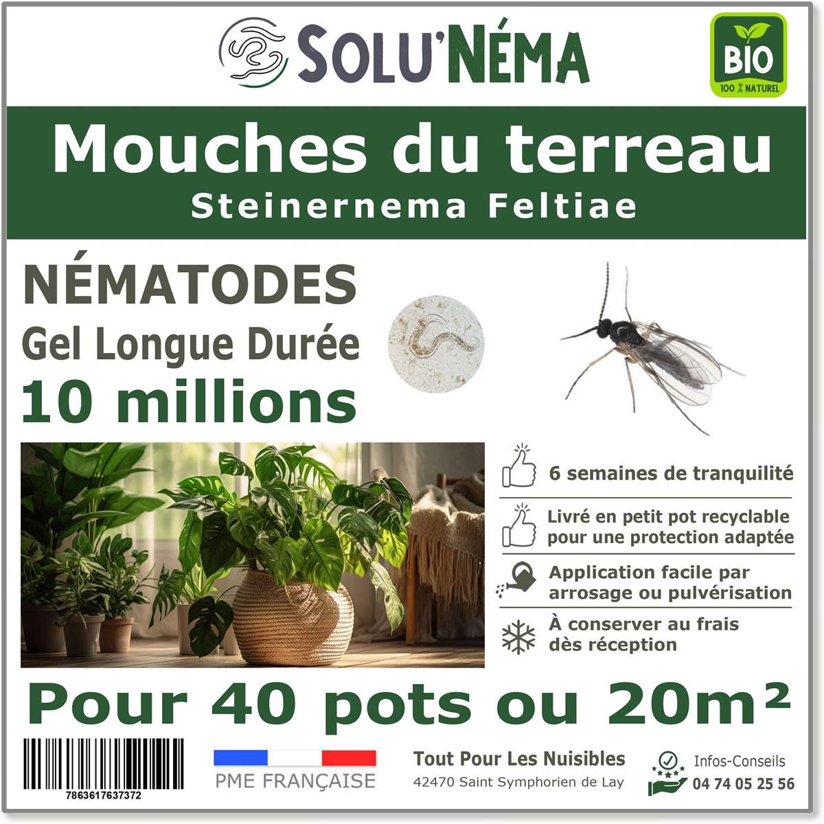 Tout pour les nuisibles - Solunéma - Nématodes SF contre la Mouche du Terreau - 10 millions Steinernema Feltiae - Traitement pour 40 pots soit environ 20m²