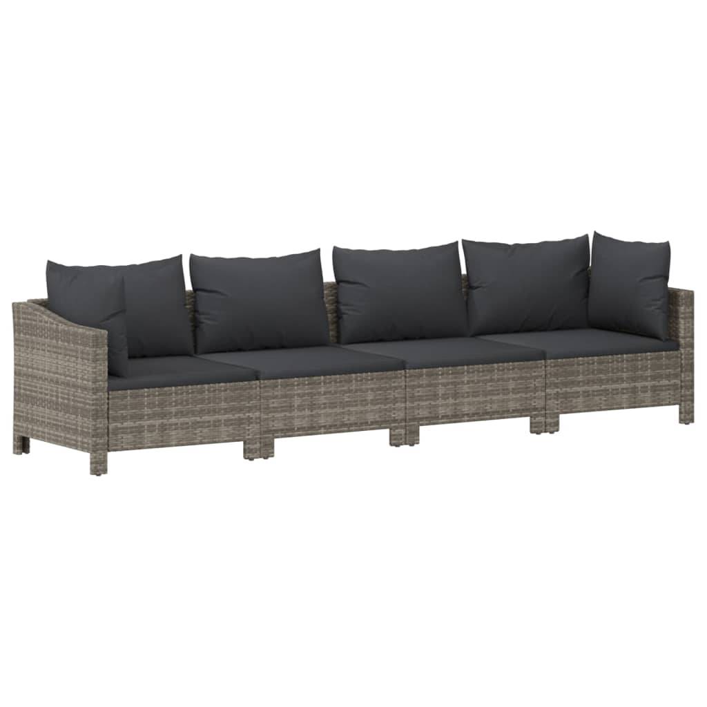 Helloshop26 - Salon de jardin meuble d'extérieur ensemble de mobilier 6 pièces avec coussins gris résine tressée - Imagen 3