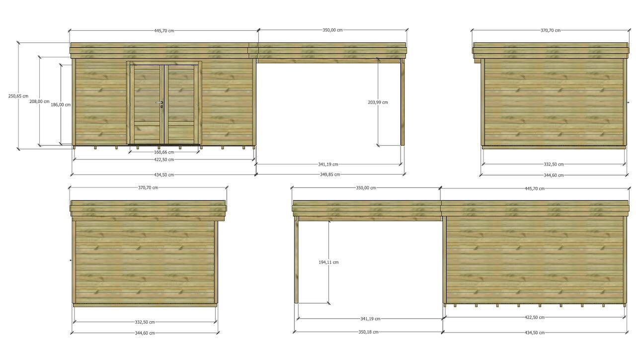 ABRI DE JARDIN bois  autoclave 27mm - 7,84x3,44m / 27m2 - Bac acier - Plancher bois - Image 4