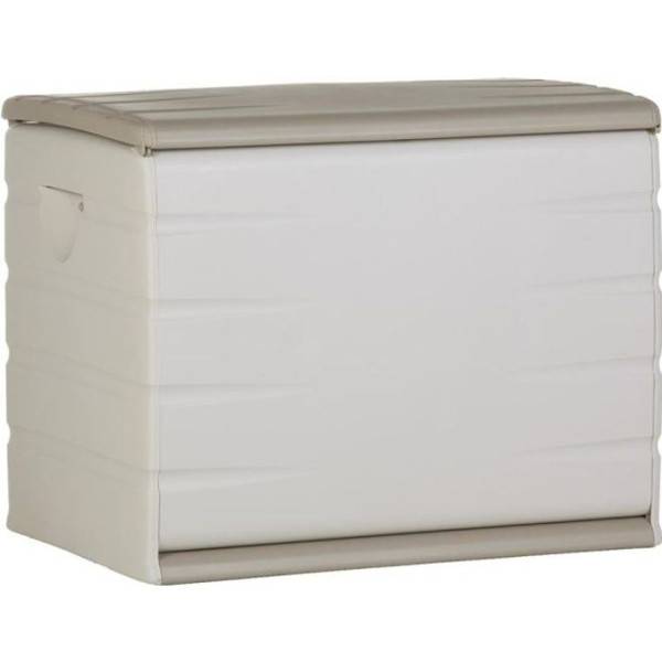 Sans Marque - PLASTIKEN Coffre 260L Intérieur/Extérieur Fonctionnel et Esthétique Cadenassable avec Roulettes Beige - Image 1