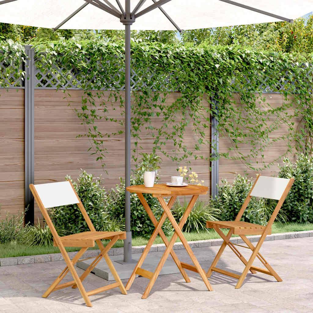 Vidaxl - Ensemble de bistro 3 pcs-Salons de jardin blanc crème tissu et bois massif 929316 - Image 1