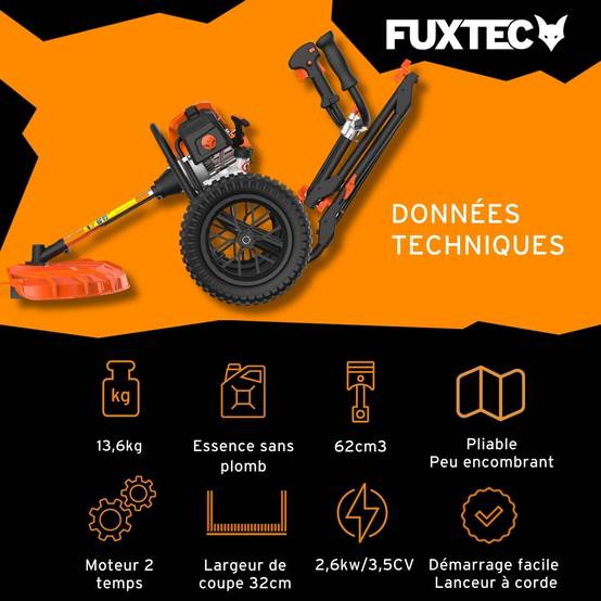 FUXTEC - Coupe bordure thermique à roues - FUXTEC FX-FSR162 - 62cm3 3,5CV - Image 3