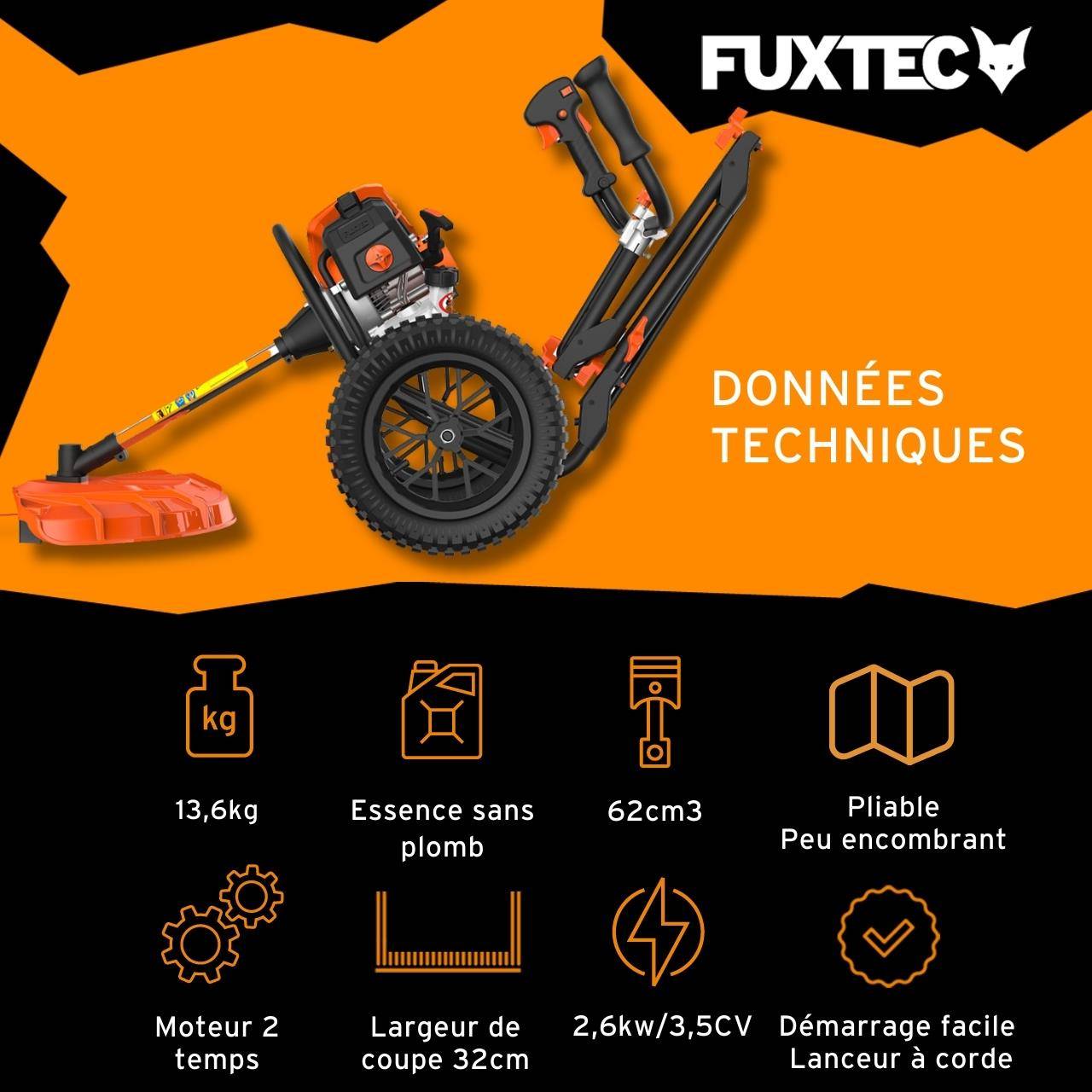FUXTEC - Coupe bordure thermique à roues - FUXTEC FX-FSR162 - 62cm3 3,5CV - Image 3
