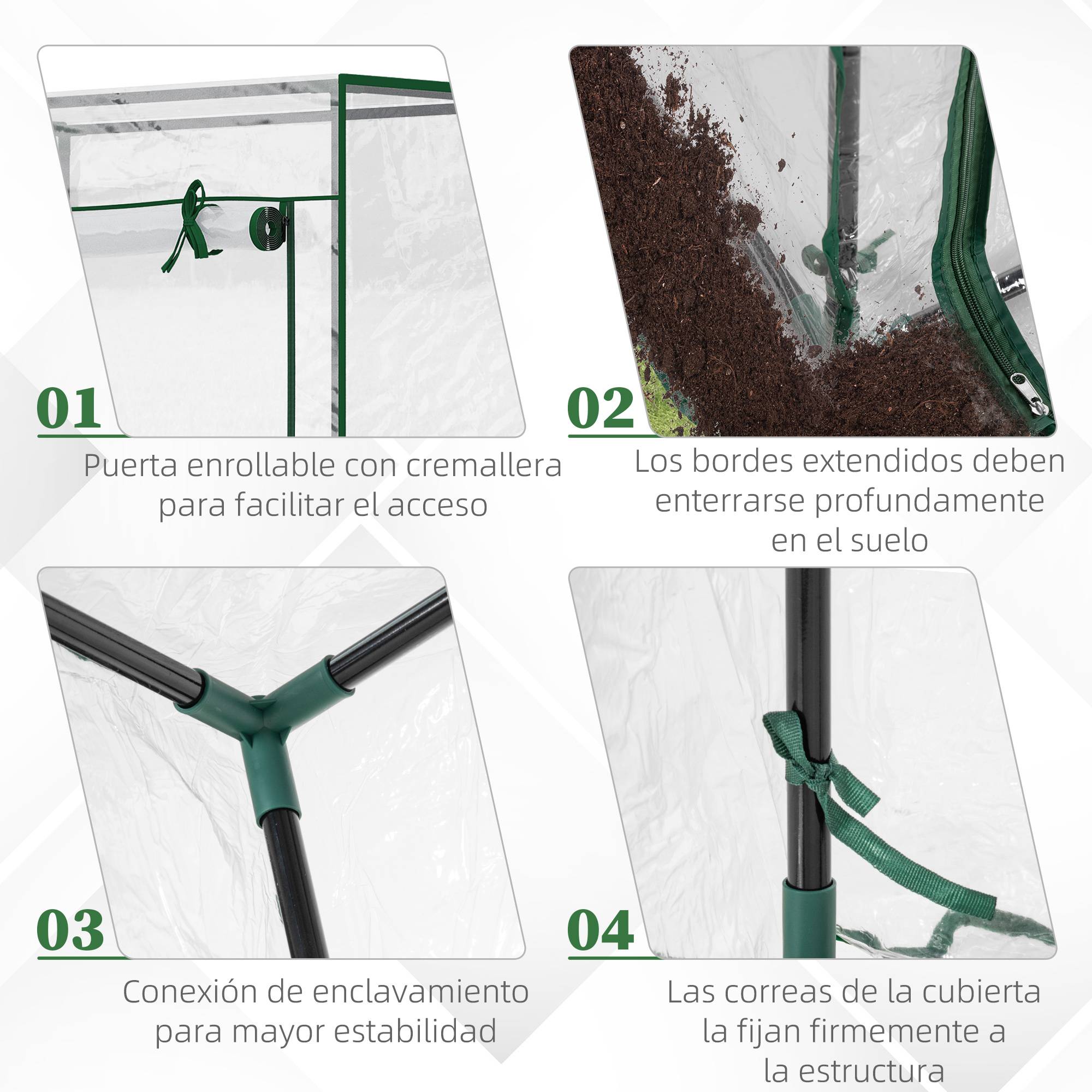 ComfortXL - Serre de jardin acier et PE 100 x 50 x 150 cm transparente balcon terrasse porte enroulable - ComfortXL Outdoor Living - Image 7