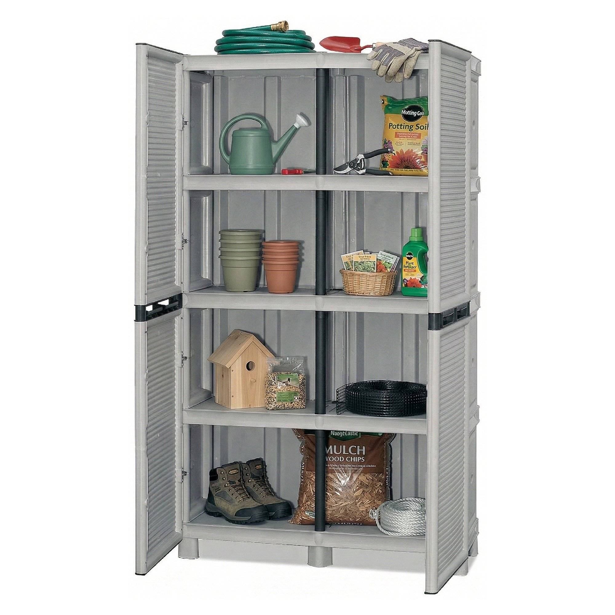 Dmora - Armoire d'extérieur Namur, Armoire polyvalente, Armoire de buanderie, Armoire d'extérieur, 100% Made in Italy, Gris clair, 100x39h172 cm - Dmora - Imagen 1