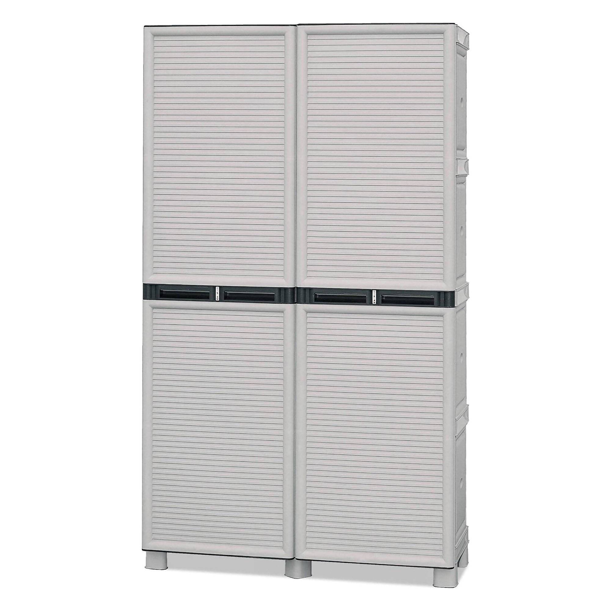 Dmora - Armoire d'extérieur Namur, Armoire polyvalente, Armoire de buanderie, Armoire d'extérieur, 100% Made in Italy, Gris clair, 100x39h172 cm - Dmora - Imagen 4
