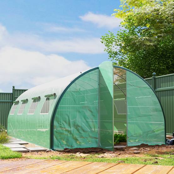 Grande Serre Tunnel 18m² 2 Portes Articulées 8 Fenêtres 6x3x2m Vert - ComfortXL Outdoor Living - Image 4