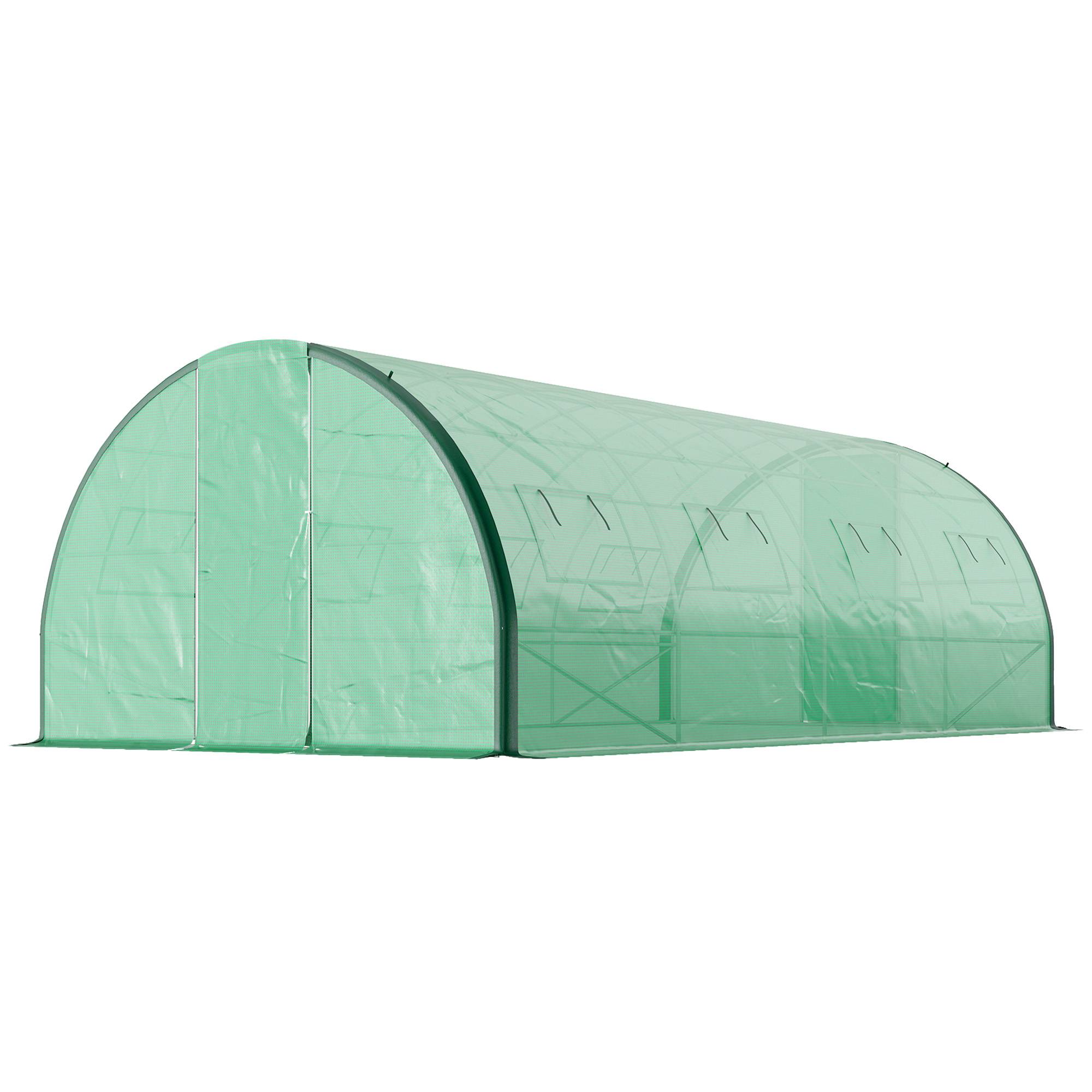 Grande Serre Tunnel 18m² 2 Portes Articulées 8 Fenêtres 6x3x2m Vert - ComfortXL Outdoor Living - Image 2
