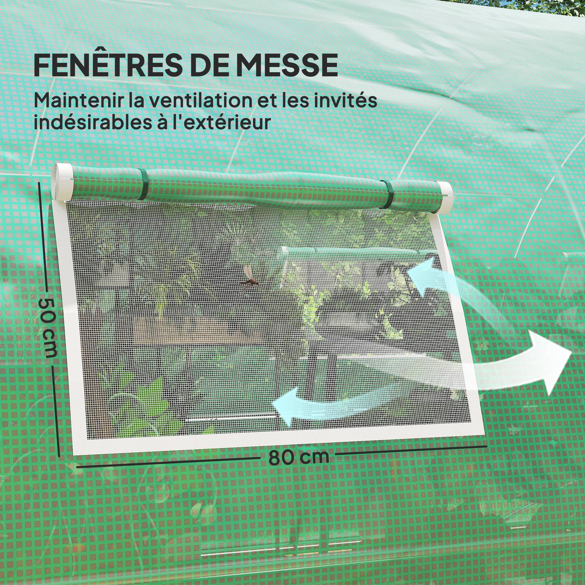 Grande Serre Tunnel 18m² 2 Portes Articulées 8 Fenêtres 6x3x2m Vert - ComfortXL Outdoor Living - Image 9