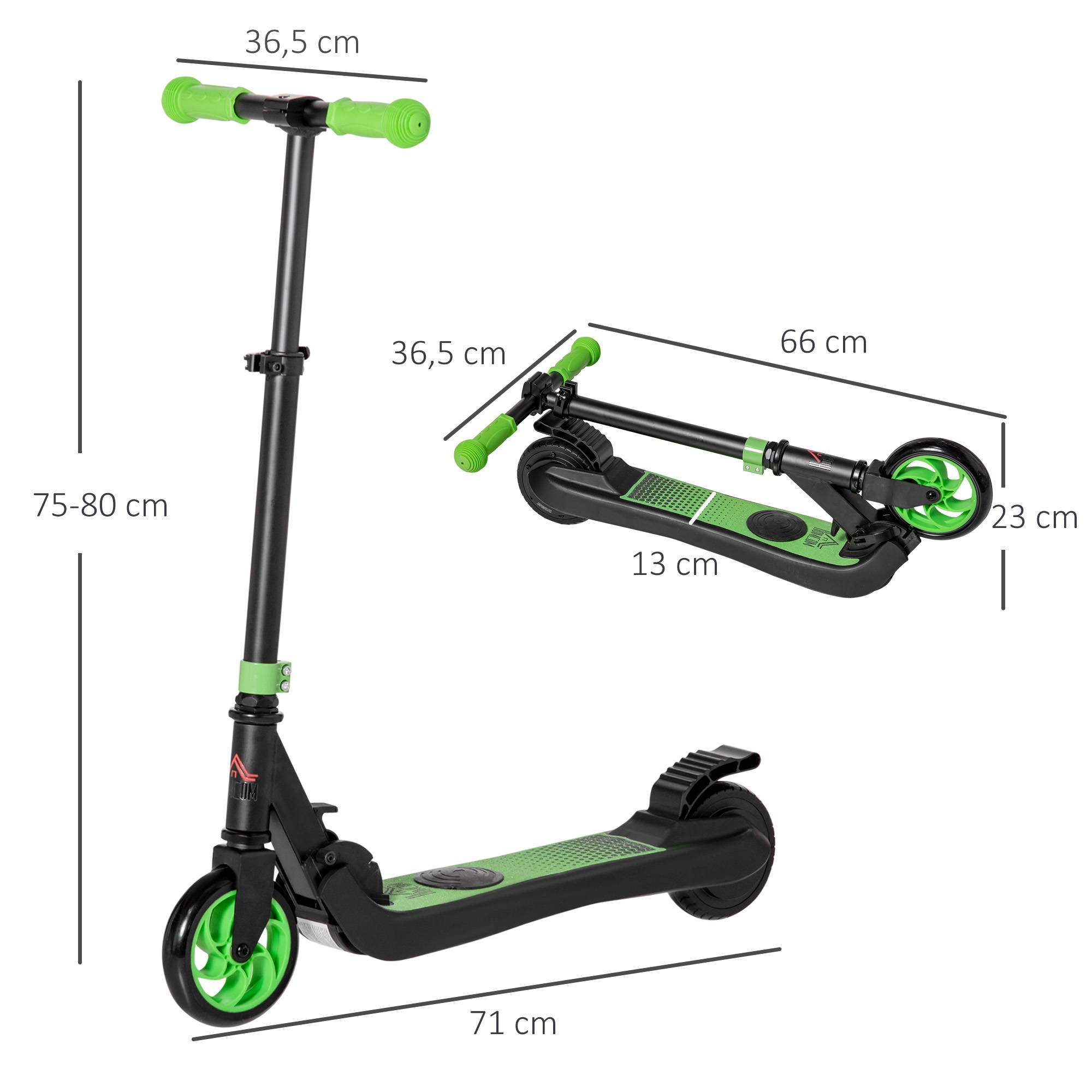 Trottinette électrique enfants 6 ans + pliable scooter électrique vitesse 8 km/h 71x36,5x75-80cm, aluminium, acier, vert - Image 5