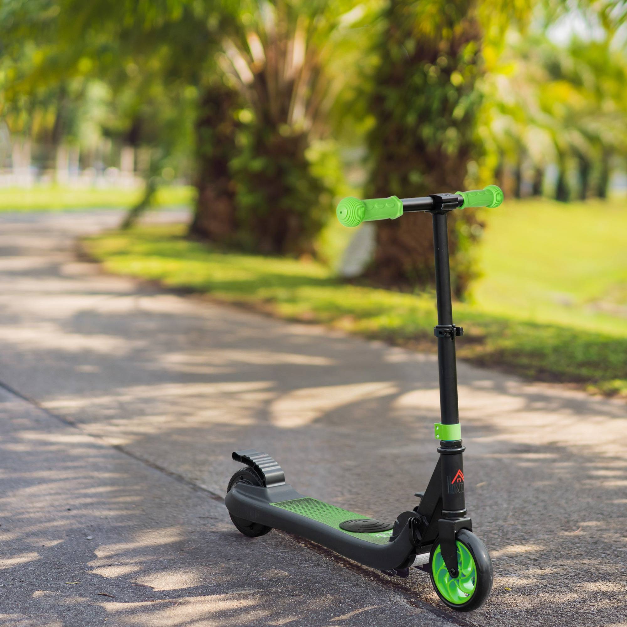 Trottinette électrique enfants 6 ans + pliable scooter électrique vitesse 8 km/h 71x36,5x75-80cm, aluminium, acier, vert - Image 4