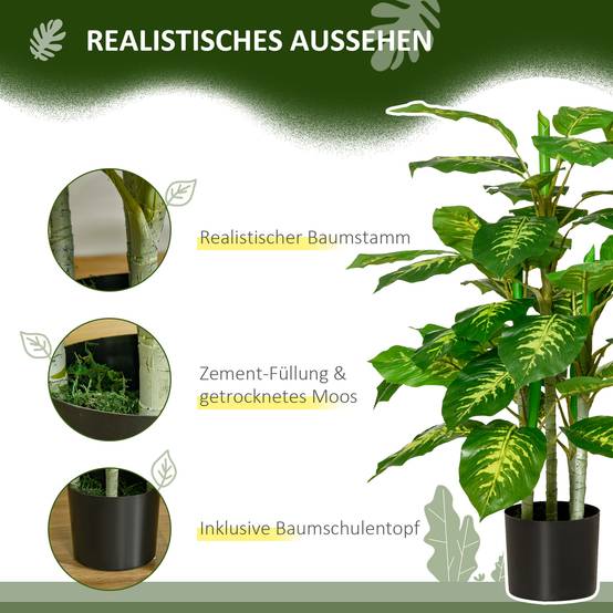 Plante Artificielle Dieffenbachia Plastique Intérieur Extérieur Sans Entretien 95cm Vert - ComfortXL Outdoor Living - Image 7