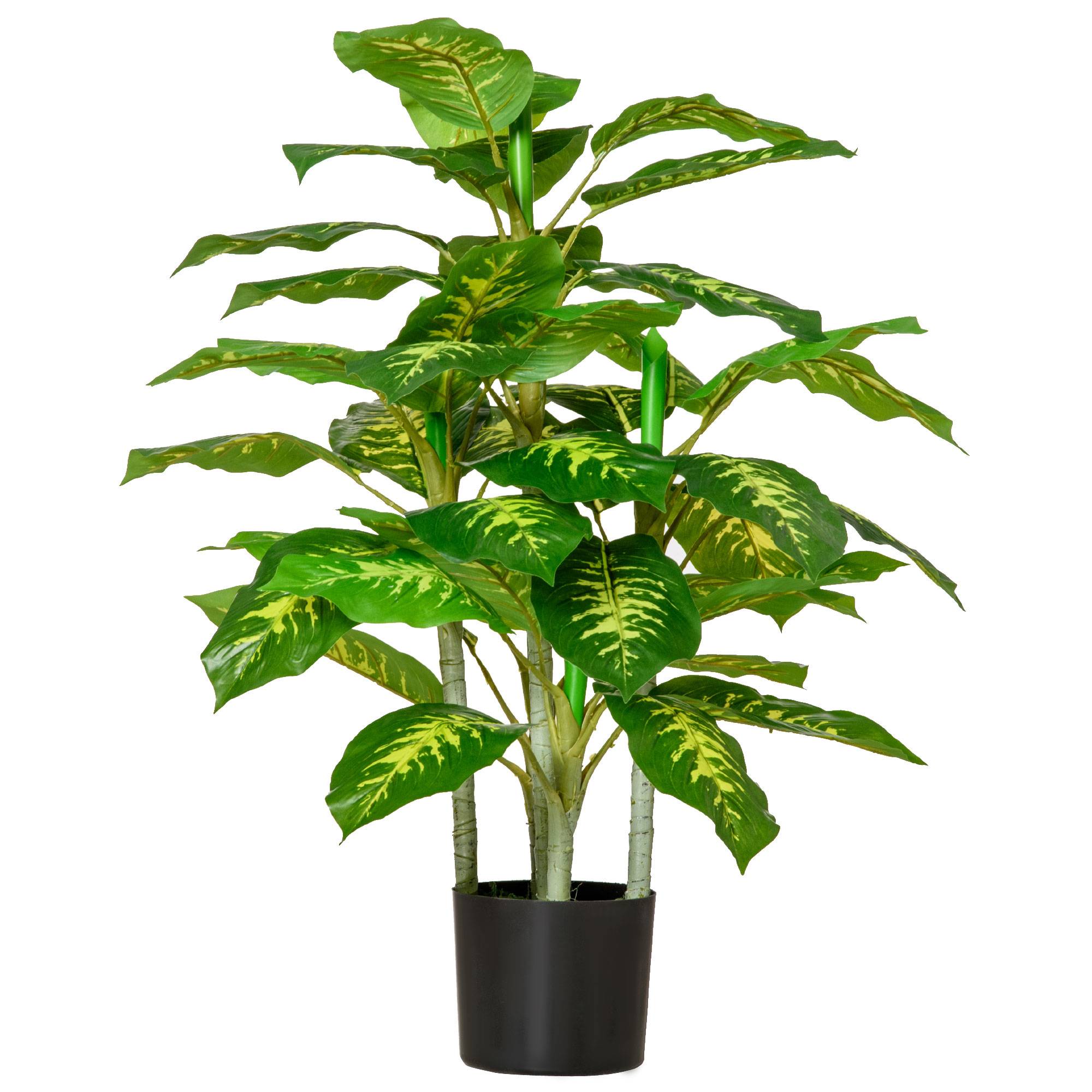 Plante Artificielle Dieffenbachia Plastique Intérieur Extérieur Sans Entretien 95cm Vert - ComfortXL Outdoor Living - Image 2