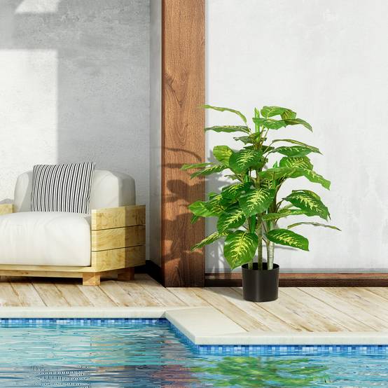 Plante Artificielle Dieffenbachia Plastique Intérieur Extérieur Sans Entretien 95cm Vert - ComfortXL Outdoor Living - Image 6