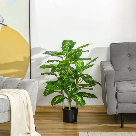 Plante Artificielle Dieffenbachia Plastique Intérieur Extérieur Sans Entretien 95cm Vert - ComfortXL Outdoor Living - Image 3